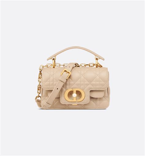 Mini Dior Jolie Top Handle Bag Powder Beige Cannage Calfskin